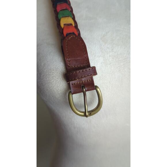 Rare Vintage Leather Multicolor Boho Folk Chic Belt Size 36\
